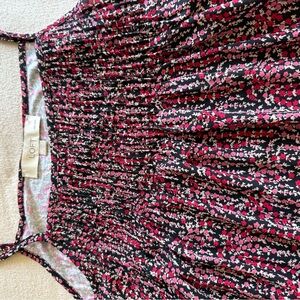 LOFT Black Top with Red and Pink Floral Design   Petite MP